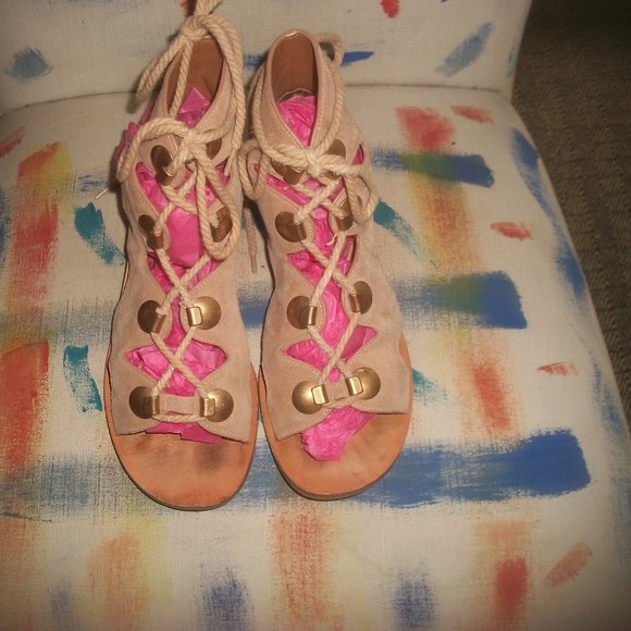 See by Chloe Edna Beige-Suede Studded Gladiator Sandals - Picture 2 of 14